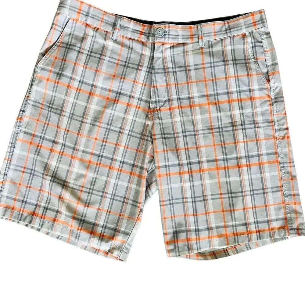 Ocean Pacific OP Flex 4 Way Stretch Flat Front Plaid Hybrid Shorts Mens Size 40